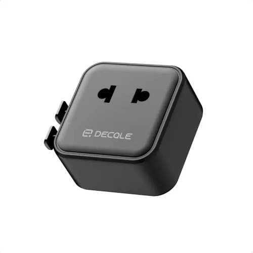 decqle “Air” Adaptador Enchufe Universal con AC 2500W MAX para Viaje | Adaptador de Viaje, NO Un Convertidor de Tensión, para EU, Reino Unido, Americano, Canadá, Australia & 200+ País (Negro)