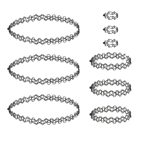 Ozmw gargantilla Collar tatuaje estilo años 90(negro)