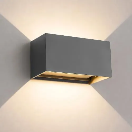 Kingwen Aplique de Pared Exterior LED 20W IP65,3000K,Gris, 2000lm