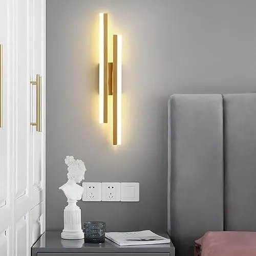 Comely Aplique Pared Interior LED, 3 Colores Lámpara de Pared Moderna 16W | 3000K/4000K/6500K Oro Apliques Luz Pared para Dormitorio, Salón, Comedor, Estudio