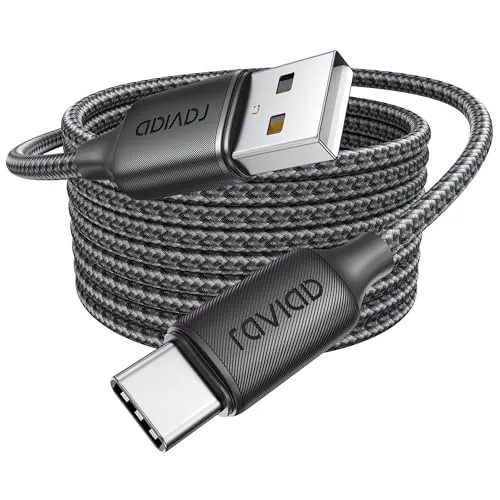 RAVIAD Cable USB A USB C [3M] Cable USB C Carga Rapida 3.1A QC3.0 Largo Cable USB Tipo C Cargador Nylon Trenzado con iPhone 16 15 Pro Max, Galaxy S24/S23, Huawei P40/P30, Xiaomi, iPad, Pixel
