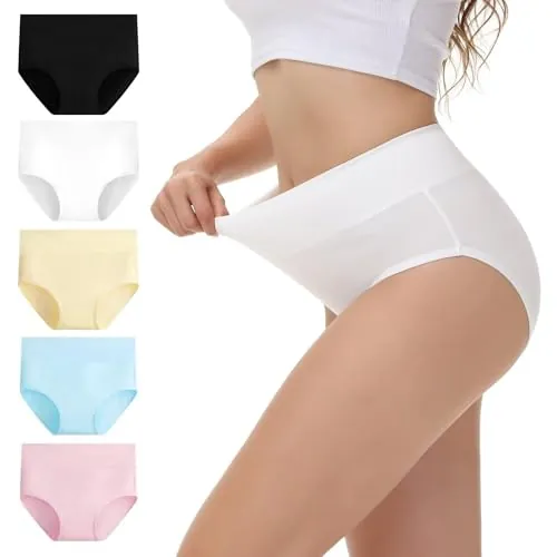 NUOZA Bragas Mujer Algodon Talle Alto Bragas Postparto Braguitas Culotte Mujer Ropa Interior Faja Reductora Underwear Cómodas y Suaves Negro Blanco Beige Azul Rosa 2XL
