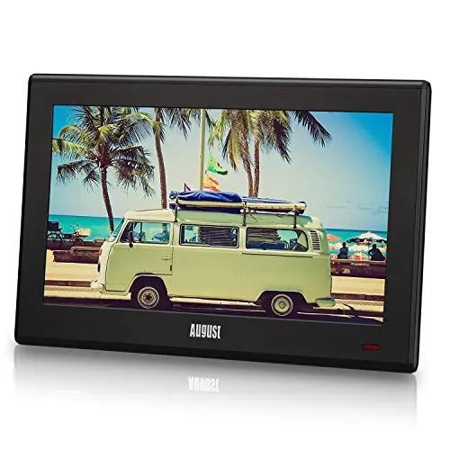 August DA100D TV Portátil TDT 10 Pulgadas LED, Mini Televisión Digital con Red, Batería o 12v, DVB-T / T2 HDM USB Jack 3.5, Tele LED y Grabación, Salón Dormitorio Cocina Coche Camión Caravana - Negro