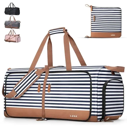 Lekesky Bolsa de Viaje Mujer, 60L Plegable Bolso Viaje Weekender