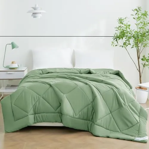 WAVVE Edredón Ligero,240x260cm,Cama 160/180,Verde Salvia | Relleno Nórdico de Fibra Hueca, Suave y Transpirable, Ideal para Primavera, Verano y Otoño