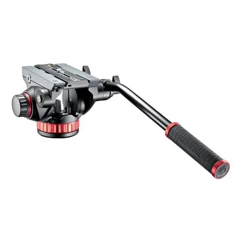 Manfrotto 502AH Cabezal de Vídeo Fluido de Aluminio con Base Plana 7 kg | Contrabalance fijo, conector Easy-Link, para cámaras de foto/vídeo compactas, Filmación, Creación de Contenidos, Vlogging