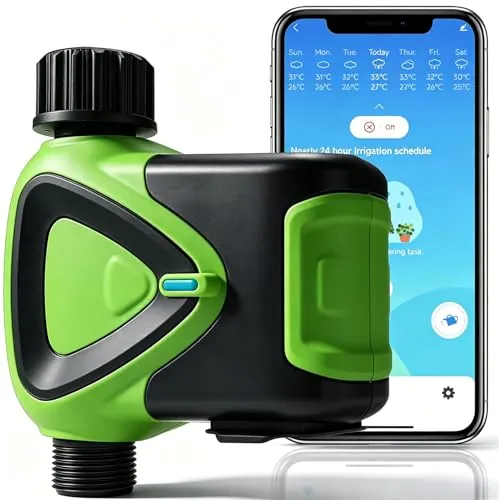 RISOON Temporizador de Riego WiFi sin Hub, Programador de Riego Inteligente con Control por App 2,4 GHz, Riego Automático, Cuenta Atrás, Programación, IP65 para Jardín Césped Invernadero