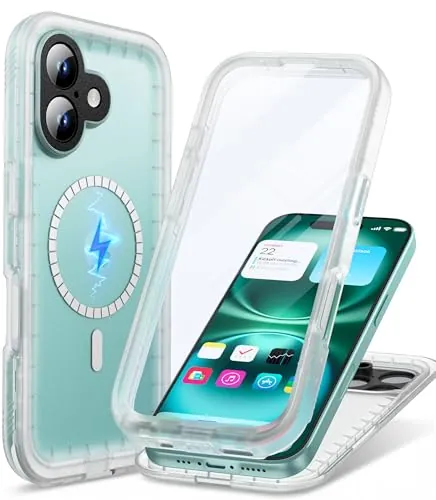 Cozycase Top Funda 360 Antigolpes Impermeable para iPhone 16, Transparente