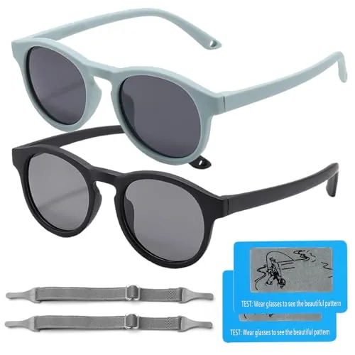 DKDDSSS 2 Pares Gafas de Sol Niño, Gafas de Sol Polarizadas Bebe Niña, Protección UV400