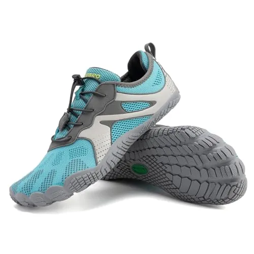 SAGUARO Zapatillas Barefoot Mujer Minimalistas Zapatillas de Trail Antideslizante Calzado de Deporte Transpirable Turquesa 39 EU