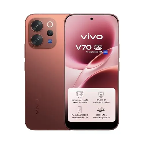 vivo V70 8GB+512GB Supertele ZEISS Vídeo4K 6500 Pantalla1,5K OLED IP68