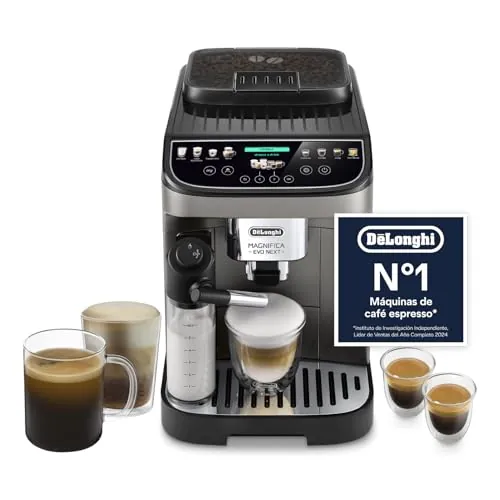 De'Longhi Magnifica Evo Next - Cafetera Superautomática 13 Bebidas Titanio