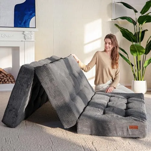 MAXYOYO Colchón Plegable de 2 Plazas, 15 cm de Grosor para Futón Convertible, Sofá Cama Portátil, Colchón para Invitados, Cama Adicional, 135x195