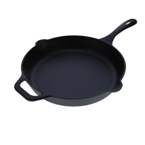 VICTORIA Sartén Hierro Fundido Esmaltado Inducción 30cm, Apta para Fuego, Barbacoa, Horno, Vitrocerámica, Gas, Cast Iron Skillet, Libre de Tóxicos sin PTFE ni PFOA