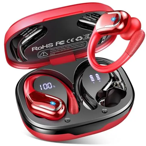 Auriculare Inalámbricos Deportivos, 75H Cascos Bluetooth 5.4 HiFi Estéreo | Cancelacion Ruido ENC Mic, IPX7 Impermeable, Cascos Inalámbricos con Pantalla LED, Auriculares in Ear para Correr Running
