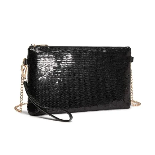 Miss Lulu Bolso de Mano de Mujer - Bolsos de Fiesta Mujer con Purpurina Fina- Bolso Boda para Ceremonias, Bodas, Evento, Cita, Fiesta Cócteles