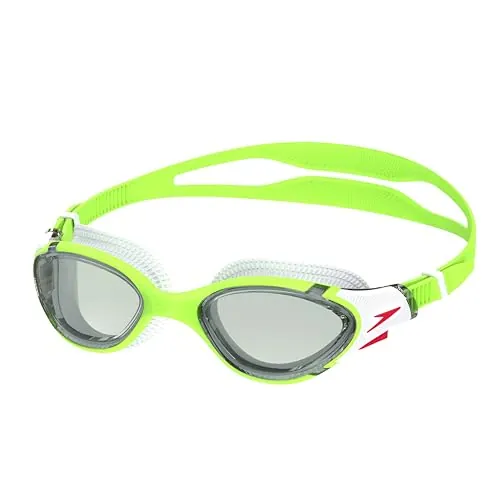 Speedo Biofuse 2.0 Swimming Goggles | Patented Easy Adjustment | Anti-Fog | Anti-Leak | Enhanced Fit | Improved Comfort Gafas de natación para Unisex Adulto, Green Fizz/Steel, One Size