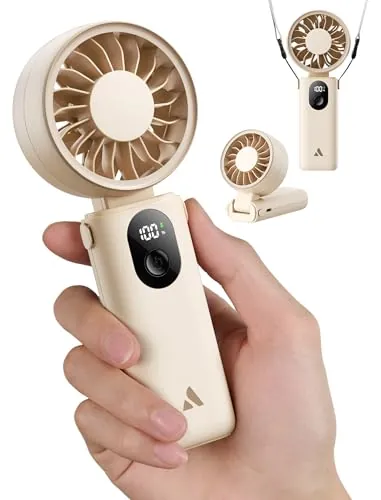 Aecooly Mini Ventilador de Mano Portátil Recargable USB 20H 5 Velocidades