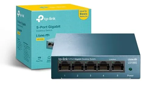 TP-Link LS105G - Switch Gigabit de 5 Puertos, Plug & Play, Carcasa Acero