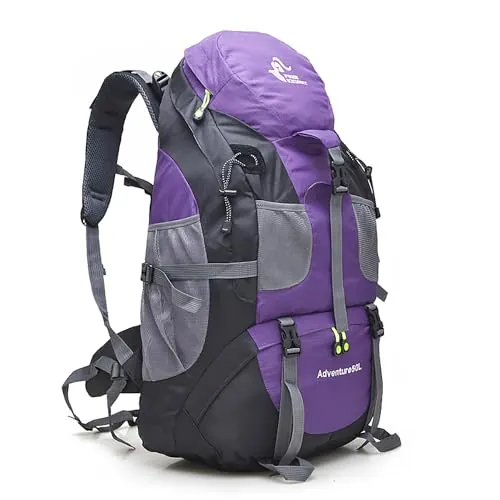 Bseash 50L Mochila de senderismo ligera y resistente al agua, mochila de deporte al aire libre, bolsa de viaje para escalar, acampar, viajar