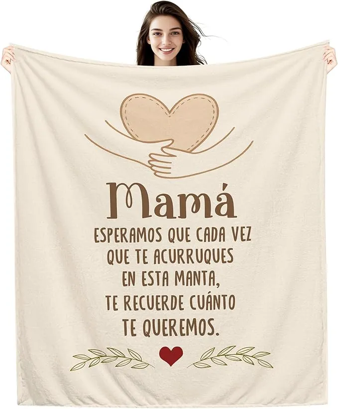 Amorea Mamá Esperamos Que Cada Vez Que te acurruques en Esta Manta te recuerde cuánto te Queremos Manta para Mamá de Parte de los Hijos Recordatorio Cumpleaños Día de la Madre (mamá-b)