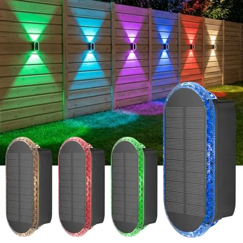 ELLASAY RGB Aplique Solar Exterior Pared Arriba y Abajo IP65 4 Pack