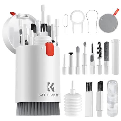 K&F CONCEPT 20 en 1 Kit Multifuncional Portátil de Limpieza Electrónica-Limpia Teclado, Pantalla de PC, Teléfono Móvil, Airpods, Lentes, Cámara, Herramientas de Limpieza para Múltiples Circunstancias