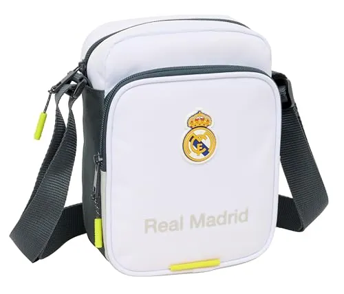 Safta REAL MADRID EQUIPACIÓN 25/26 - Bandolera con Bolsillo Exterior, Maletín Portatodo, Bandolera, Cómoda y Versátil, Calidad y Resistencia, 16x6x22 cm