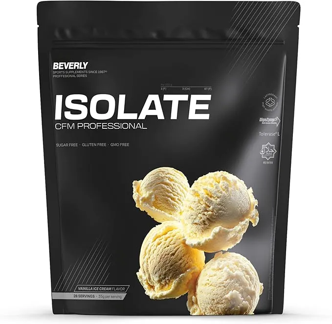 Beverly ISOLATE CFM – Proteína Aislada de Suero Premium (Whey Isolate) | 30 g Proteína | Baja en Lactosa y Sin Azúcares Añadidos | 29 Servicios | Desarrollo Muscular (1 Kg, Vainilla)