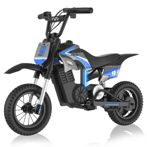 RCB R9X Pro Moto Eléctrica Niños, Motocicleta Eléctrica con Motor 350W, Modos de Velocidad 10/15/25 km/h & Alcance 16KM, Iluminación Ambiental, Neumático 12" Moto para Infantil 6+ Años