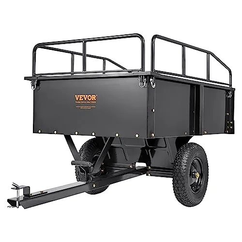 VEVOR Remolque Volquete Capacidad de Carga de 340kg Remolque Utilitario de Jardín Resistente con Laterales Extraíbles Carro de Transporte Volquete de 0,34m³ para Tractor Cortacésped ATV, 200x66x76 cm
