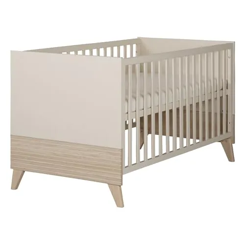 roba Cuna Sidney 70x140 cm – Cuna evolutiva con patas de madera maciza – Altura regulable – Convertible en cama junior – Beige