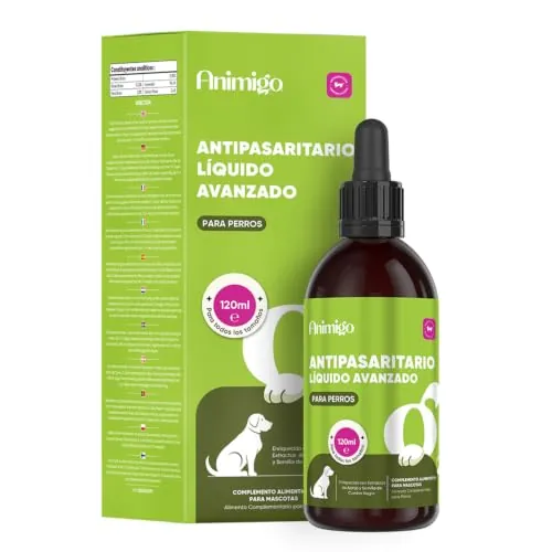 Antiparasitario en Gotas de Animigo para Perros – 120 ml – Antiparasitario Interno Natural para Perros con ajenjo y comino Negro – Sin ajo, para Todas Las Razas