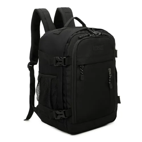 RAYKONG Mochila Cabina Ryanair 40x20x25cm (20L) | Mochila Viaje Avion Impermeable | Equipaje de mano Resistente | Mochila Para Senderismo | Escolar | Trabajo | Negro