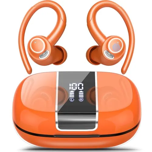 Auriculares Bluetooth deportivos in-ear auriculares inalámbricos Bluetooth | Auriculares deportivos estéreo Hi-Fi 48 horas con 4 ENC cancelación de ruido, Bluetooth 5.3, IPX7, resistentes al agua