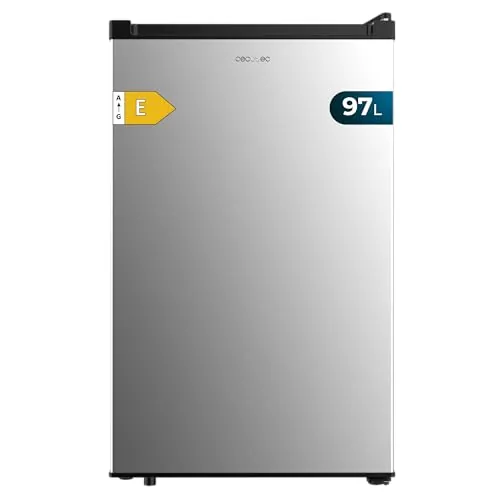 Cecotec Congelador Vertical Sobremesa 97 L Bolero CoolMarket TF 97 Inox, Clase Energética E, Diseño compacto, Puerta reversible, 3 Cajones, Medidas 55,1 x 57,5 x 83,5 cm, Color Inox