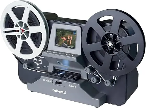 Reflecta Escáner de Película Super 8 y Normal 8: Sensor CMOS 3.53MP, Resolución 1440x1080p a 20fps, Pantalla LCD 2.4'', Corrección de Exposición Auto/Manual, USB 2.0, Digitalización HD MP4
