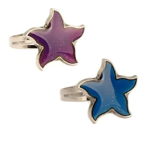Carykon Juego de 2 anillos de humor con forma de estrella de mar estilo retro ajustable para parejas y amigos Tamaño adecuado para todos