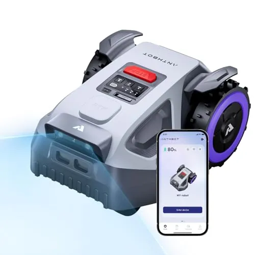 ANTHBOT M9 Robot cortacésped inalámbrico, NetRTK, 4G, batería de 5000 mAh, Recomendado 1000 m², máximo 1200 m², Pendiente de 24° (45%), soporta 2RTK diseñado para Jardines Delanteros y Traseros