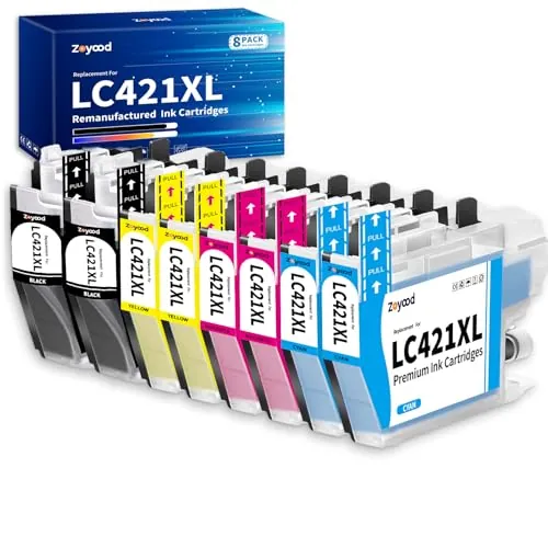 Zoyood LC421XL LC421 Cartuchos de Tinta Compatible con Brother LC421XL Cartuchos LC-421XL LC421XLVAL LC-421 LC421VAL Multipack para Brother MFC-J1010DW DCP-J1140DW DCP-J1050DW DCP-J1800DW (8-Pack)
