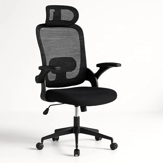 Silla de Oficina | Escritorio o Estudio Ergonómica con Ruedas | Reposacabezas y Reposabrazos Ajustables | Soporte Lumbar | Respaldo de Malla Transpirable | Altura Regulable | Ideal casa o Trabajo