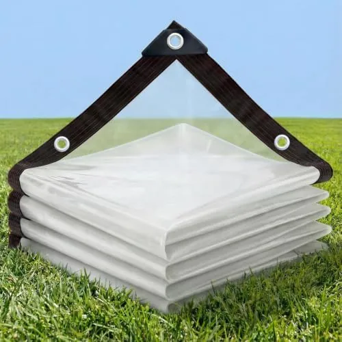 QIVNLUMU Lona transparente con ojales, 160 g/m², 2x6m | Impermeable de HDPE, bordes reforzados y luz natural para terraza, invernadero, muebles de jardín y refugios