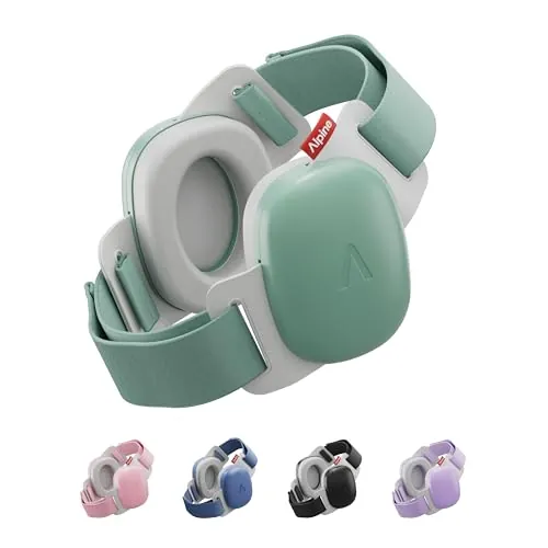 Alpine Muffy Baby Confort – Cascos Bebe Antiruido – Certificado CE & ANSI – Diadema Única Para Un Ajuste Seguro Y Cómodo – Protección Auditiva Ajustable Hasta 48 Meses – Atenuación De 24 dB, Verde