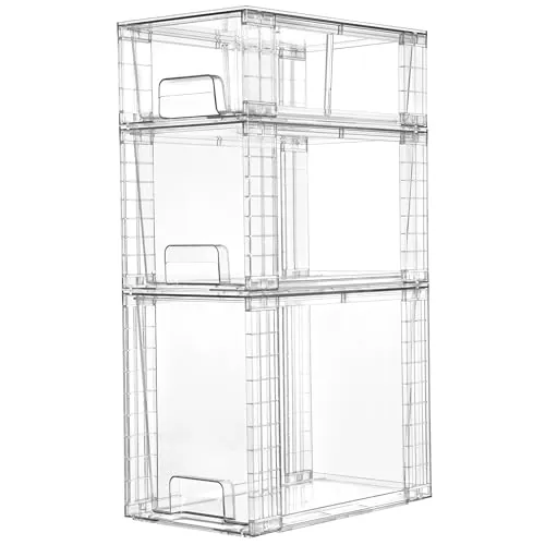 Vtopmart 3 Cajones Apilables de Acrílico, 1 Ancho 1 Alto 1 Pequeño