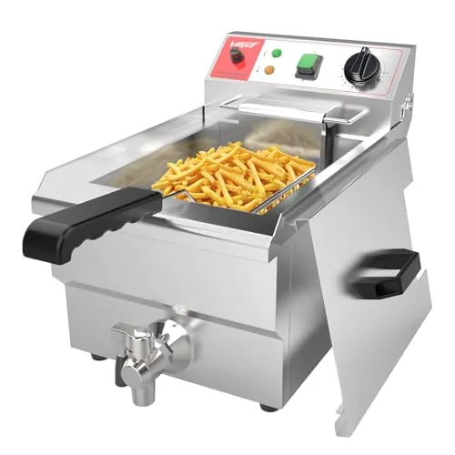 Valgus Freidora Eléctrica Comercial 3000W 10L Acero Inoxidable Freidora