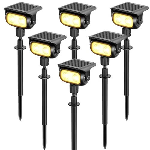 MEEKBOS Luces Solares LED Exterior para Jardín con Estaca, 3000K Luz Cálida