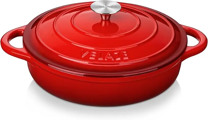 Velaze - Olla de Hierro Fundido Redonda, Esmaltada Antiadherente con Tapa de Buena Sellado, para Todo Tipo de Fuego, Incluida Inducción, Cacerola de Inducción de Sopa de Hierro Fundido de 3,5 L