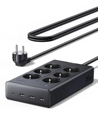UGREEN 10 EN 1 Regleta Enchufe Multiple 6 Tomas AC 4 USB PD 20W 3680W 16A