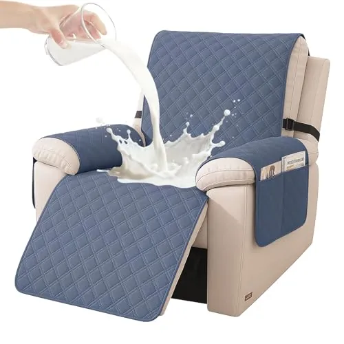 YSTELLAA Fundas Sillon Relax Reclinable 1 Plaza, Azul Gris