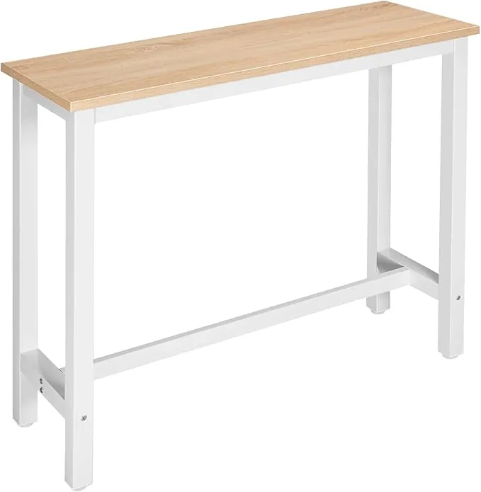 WOLTU Mesa de Bar de Bistro de Comedor con Estructura de Metal, 120x40x100cm (WxDxH) Roble Brillante